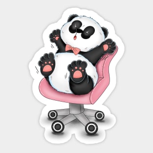 Cute Panda On Working Chair Sticker